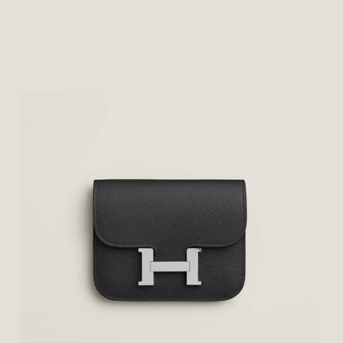Hermes Constance Slim wallet Epsom noir Silver