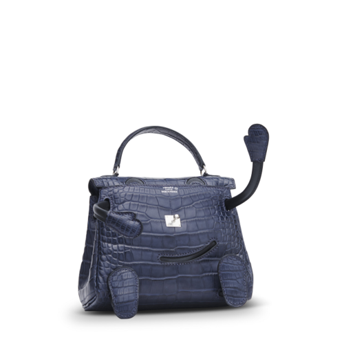 Hermes Quelle Ldole Kelly doll Alligator Bleu Nuit Noir Silver