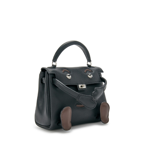 Hermes Quelle Ldole Kelly doll Noir Silver