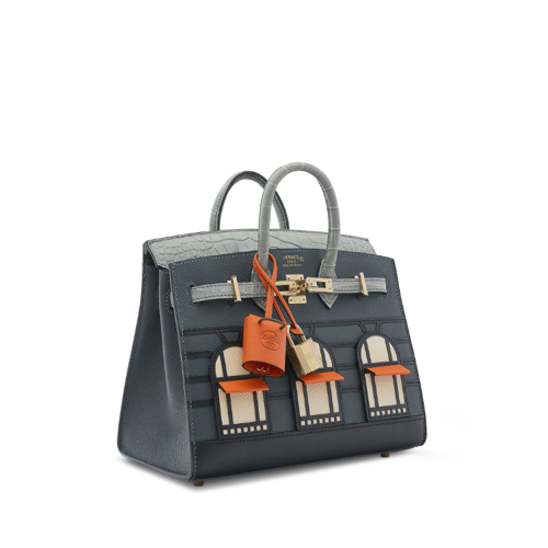Hermes Birkin 20 Faubourg Gris Meyer Gold