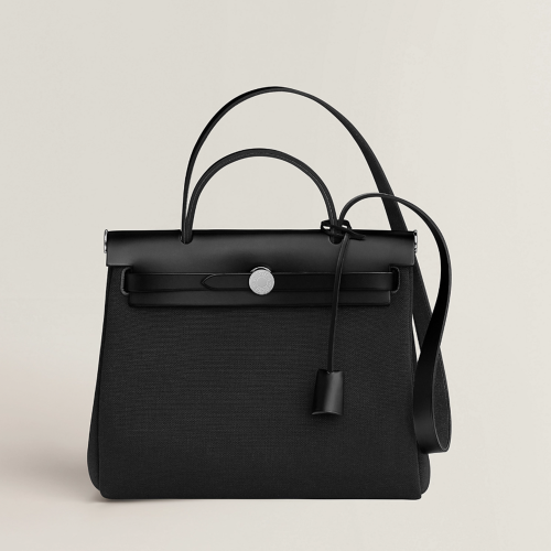 Hermes Herbag Zip 31 bag Toile Noir Silver