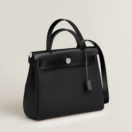 Hermes Herbag Zip 31 bag Toile Noir Silver