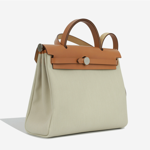 Hermes Herbag Zip 31 bag Toile Gold Silver