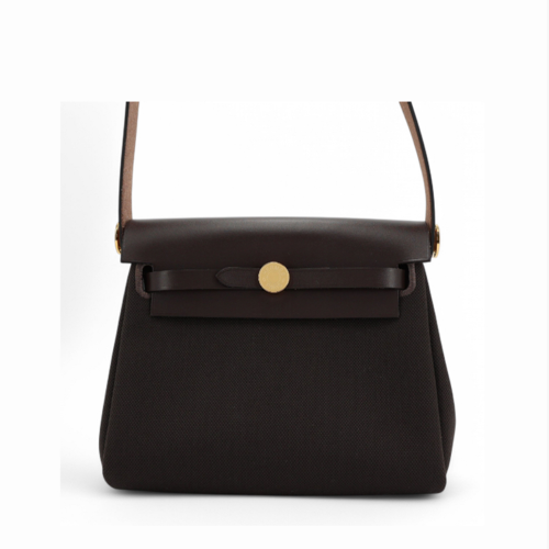 Hermes Herbag Zip 20 bag Toile Ebene Gold