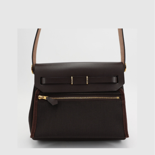 Hermes Herbag Zip 20 bag Toile Ebene Gold