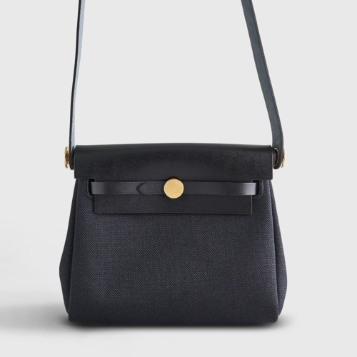 Hermes Herbag Zip 20 bag Toile Noir Gold