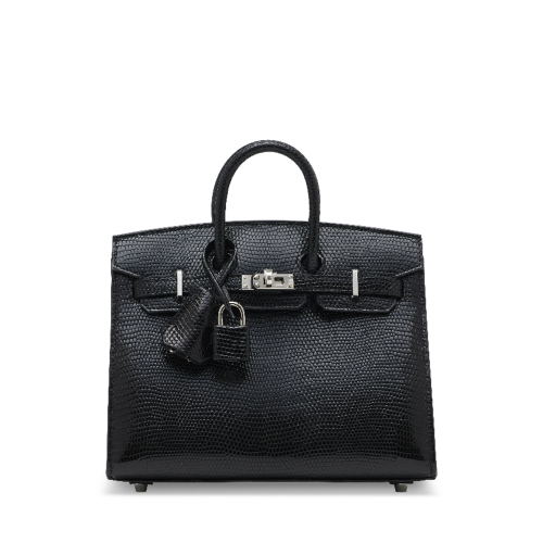 Hermes Birkin 20 Lizard Noir Silver