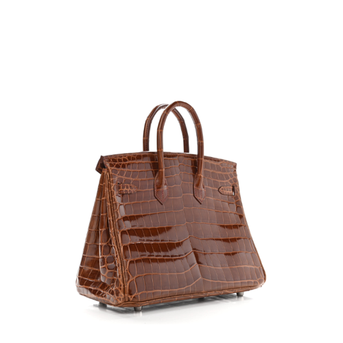 Hermes Birkin 25 Glossy Alligator Miel Silver