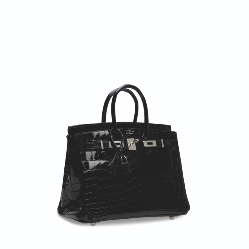 Hermes Birkin 25 Glossy Nile Crocodile Noir Silver