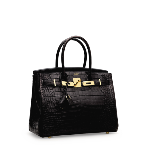 Hermes Birkin 30 Matt Porosus Noir Gold