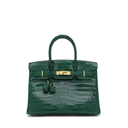 Hermes Birkin 30 Glossy Nile Crocodile Vert Emeraude Gold