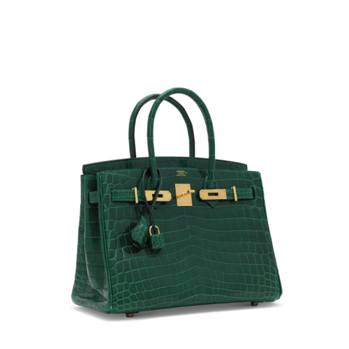 Hermes Birkin 30 Glossy Nile Crocodile Vert Emeraude Gold