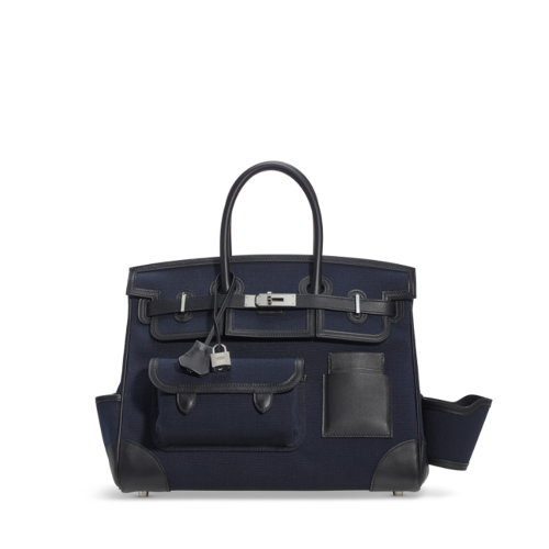 Hermes Birkin Cargo 35 Bleu Marine Silver