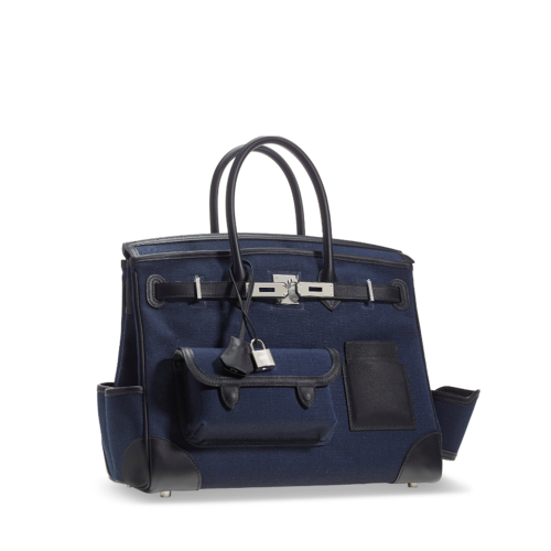 Hermes Birkin Cargo 35 Bleu Marine Silver