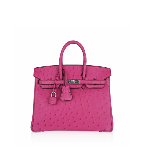 Hermes Birkin 20 Ostrich Fuschia Silver