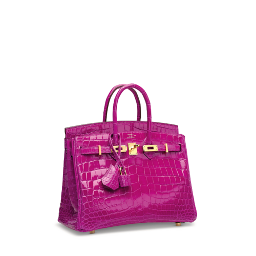 Hermes Birkin 25 Porosus Rose Sheherazade Gold