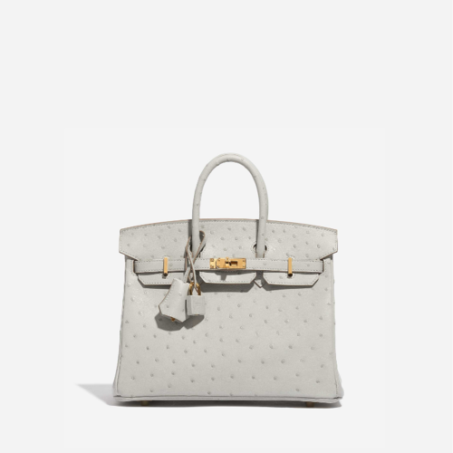 Hermes Birkin 25 Ostrich Gris perle Gold