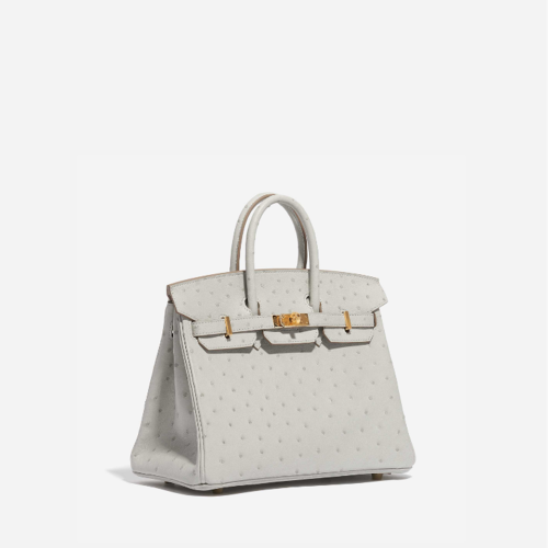Hermes Birkin 25 Ostrich Gris perle Gold
