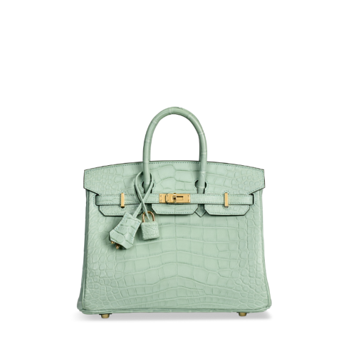 Hermes Birkin 25 Matt Nile Crocodile Vert deau Gold