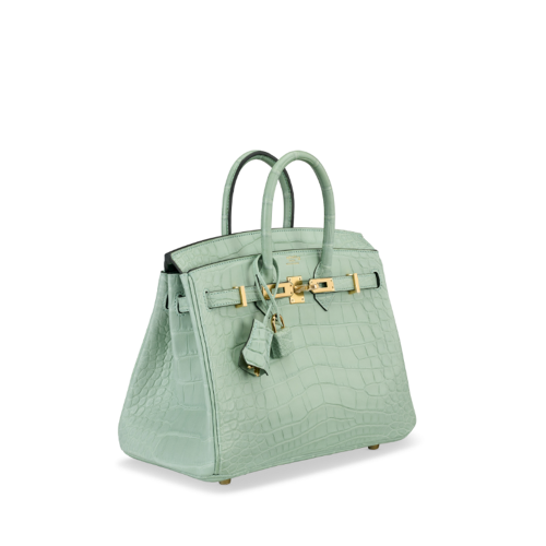 Hermes Birkin 25 Matt Nile Crocodile Vert deau Gold