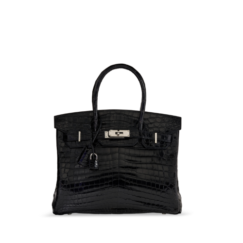 Hermes Birkin 30 Glossy Nile Crocodile Noir Gold