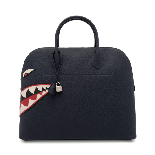 Hermes Bolide Shark 45 Togo Bleu Nuit Silver