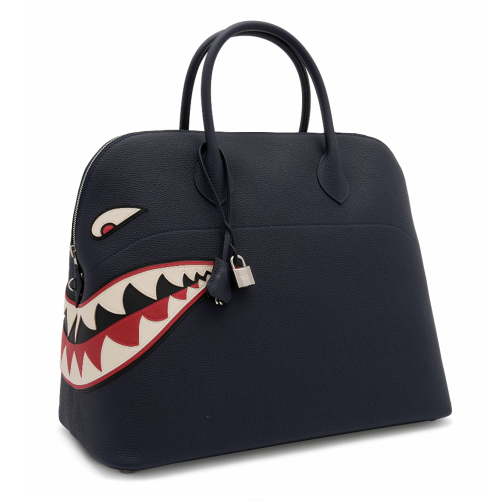 Hermes Bolide Shark 45 Togo Bleu Nuit Silver