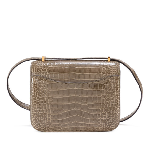 Hermes Constance 18 Glossy Alligator Gris Tourterelle Gold
