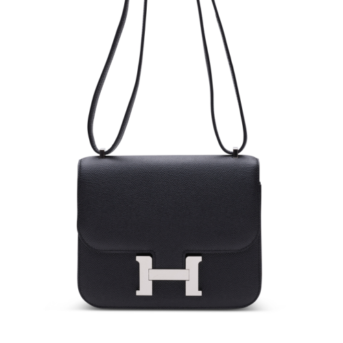 Hermes Constance 19 Epsom Noir Silver