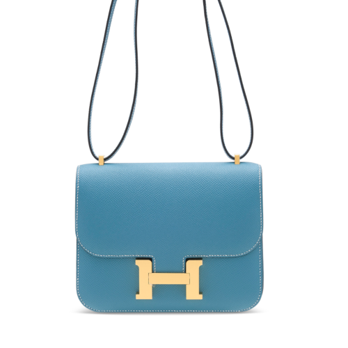Hermes Constance 19 Epsom Blue Jean Gold