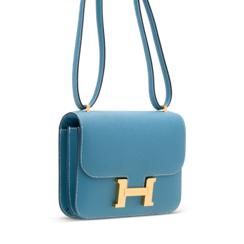 Hermes Constance 19 Epsom Blue Jean Gold