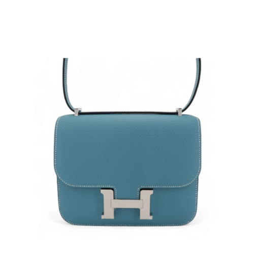 Hermes Constance 19 Epsom Blue Jean Silver