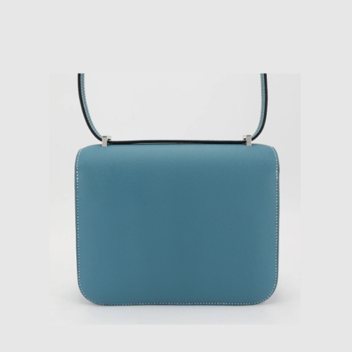 Hermes Constance 19 Epsom Blue Jean Silver