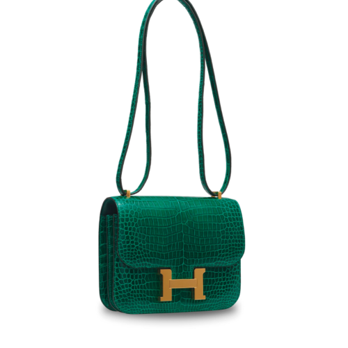 Hermes Constance 19 Glossy Porosus Vert Emeraude Gold