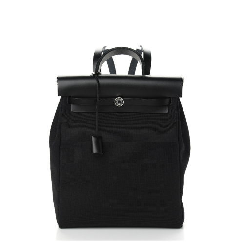 Hermes Herbag Zip 31 Toile Noir Silver