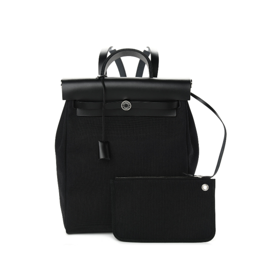 Hermes Herbag Zip 31 Toile Noir Silver