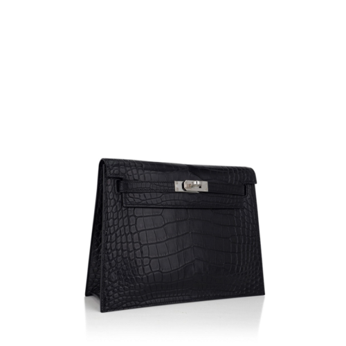Hermes Kelly Danse Matte Alligator Noir Silver