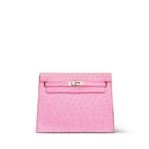 Hermes Kelly Danse 22 Ostrich Bubblegum Pink Silver
