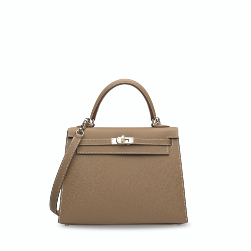 Hermes Kelly 25 Epsom Etoupe Silver