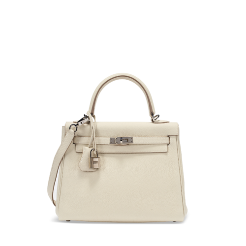 Hermes Kelly 25 Togo Craie Silver
