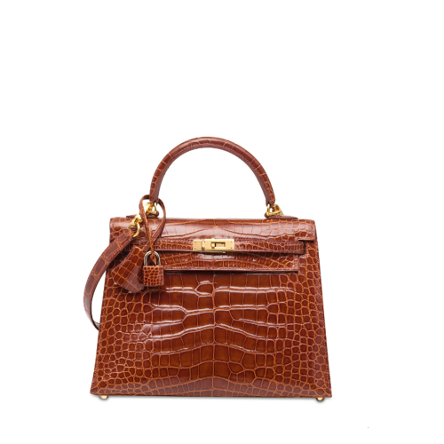 Hermes Kelly 25 Glossy Porosus Miel Gold