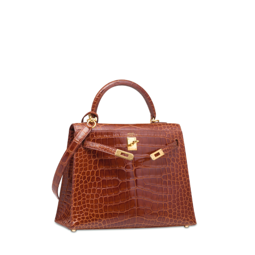 Hermes Kelly 25 Glossy Porosus Miel Gold