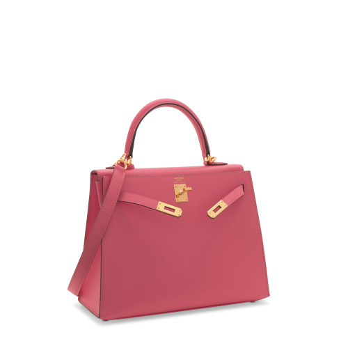 Hermes Kelly 25 Epsom Rose Azalee Gold