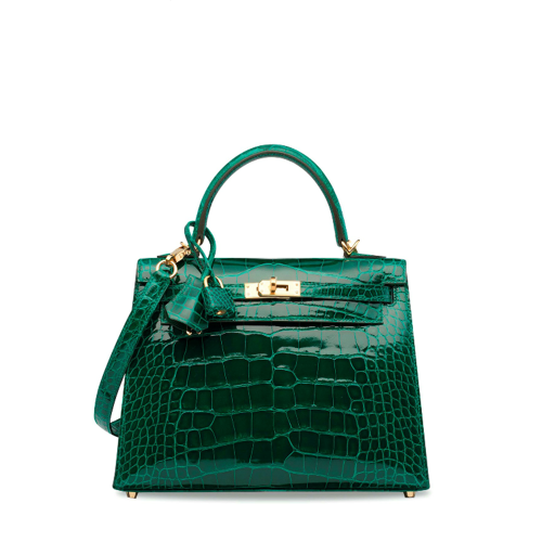 Hermes Kelly 25 Glossy Porosus Vert Emeraude Gold