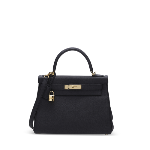 Hermes Kelly 28 Togo Noir Gold