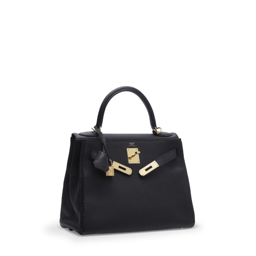 Hermes Kelly 28 Togo Noir Gold