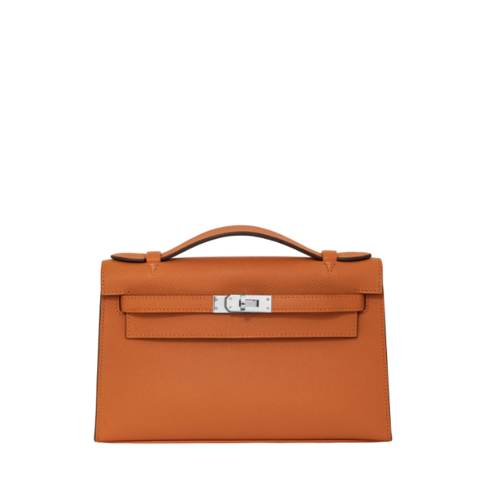 Hermes Mini Kelly I Epsom Orange Silver