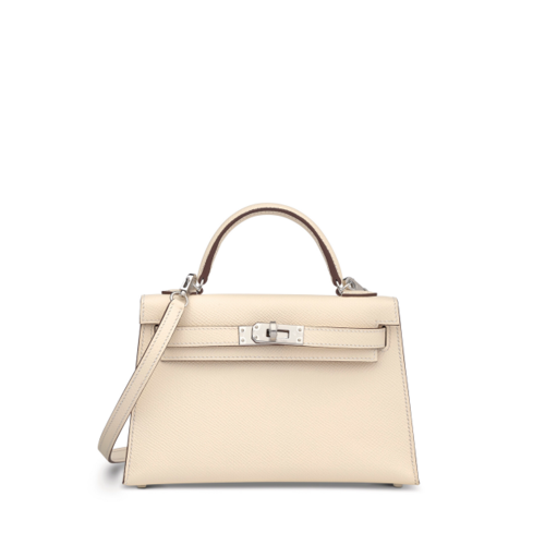 Hermes Kelly II Mini Epsom Nata Silver