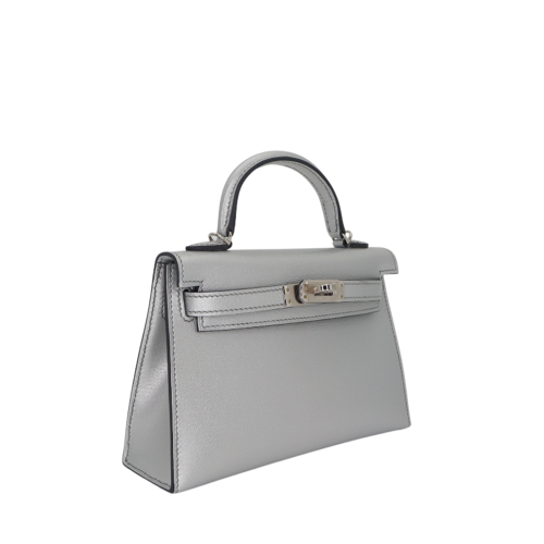 Hermes Kelly II Mini Chevre Mysore Argent Silver