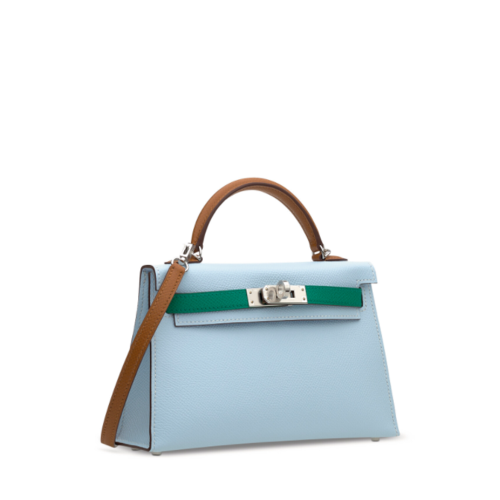 Hermes Kelly II Mini Epsom Blue brume Gold Vert Jade Silver